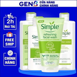 Combo SIMPLE Chăm Sóc Da Tẩy Trang Sữa Rửa Mặt Nước Hoa Hồng Srm Chính Hãng Dưỡng Ẩm Cân Bằng Da Nhạy Cảm Mỹ Phẩm GENB