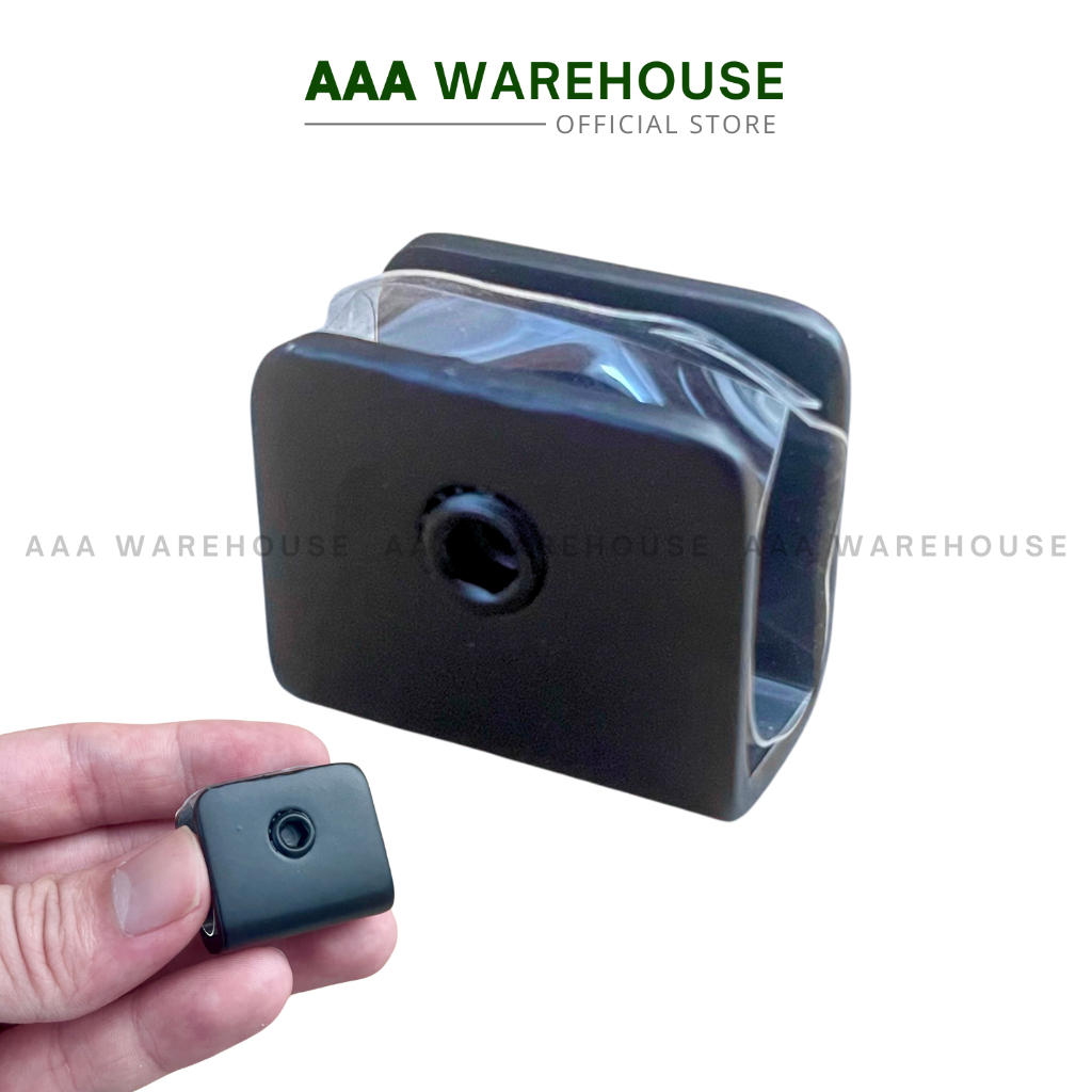 (u3F ĐEN) Kẹp Kính Chữ U 3cm INOX 304 MÀU ĐEN, pát U bắt kính cường lực 10-12mm trong nhà tắm màu ĐE