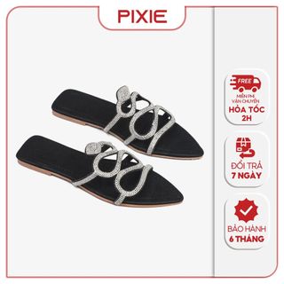 Dép bệt nữ quai hình rắn đính đá pixie e227