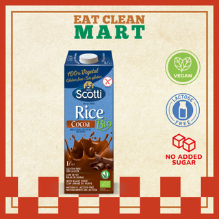 SỮA GẠO hương vị CACAO không gluten thuần chay không thêm đường nhập khẩu ý RISO SCOTTI hộp 1 lít