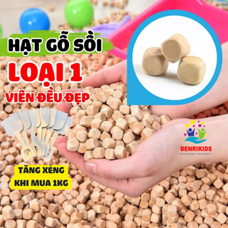 Hạt Gỗ An Toàn Chơi Xúc Cát Cho Bé, Hạt Bo Tròn Chắc Mịn Mua 1kg Tặng Xẻng Gỗ Xúc, Hạt Muồng Hạt Sứ Khu Vui Chơi Loại 1