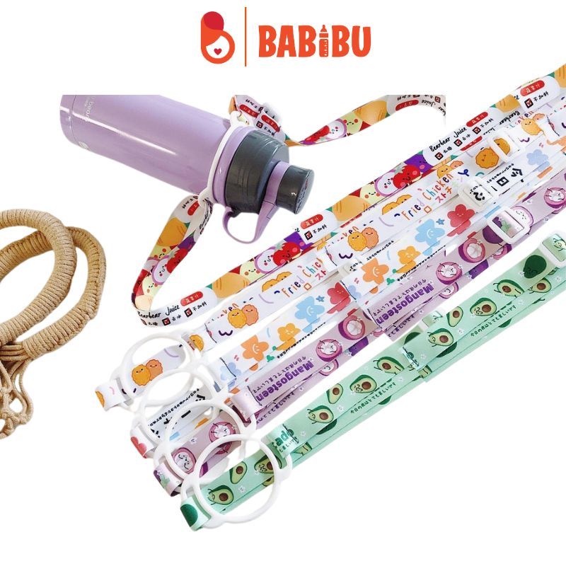 Dây đeo bình nước họa tiết hoạt hình dễ thương có thể điều chỉnh