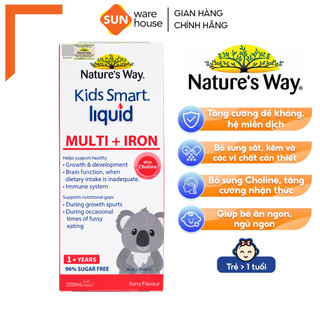Siro Uống Nature's Way Kids Smart Liquid Multi + Iron Hỗ Trợ Nâng Cao Sức Đề Kháng Cho Trẻ 200ml