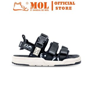 Sandal nữ MOL 3 quai ngang MS1801B màu đen