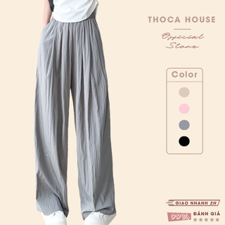 Quần culottes lưng thun dáng suông THOCA HOUSE chất dù gió nhăn siêu đẹp