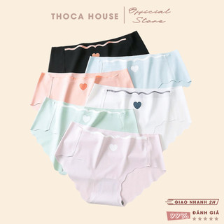 Quần lót su lạnh mát mịn không đường may THOCA HOUSE hoạ tiết trái tim, co giãn thoải mái