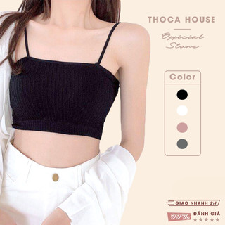 Áo bra hai dây len tăm 364 THOCA HOUSE có mút đệm, đường may chắc chắn cao cấp