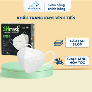 Khẩu trang y tế cao cấp KN95 Vĩnh Tiến chống bụi mịn Pm 2.5 kháng khuẩn,màu trắng hộp 10 cái