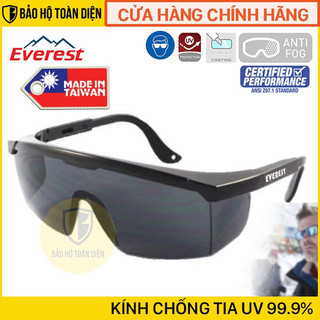 [TẶNG KHĂN LAU KÍNH] Kính bảo hộ Everest EV-105 ĐEN Đài Loan_ CHỐNG bụi,  tia UV. Nhập khẩu