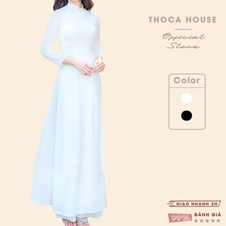 Set áo dài trắng học sinh tay lở quần có lưng thun THOCA HOUSE đồng phục đi học, chụp kỉ yếu