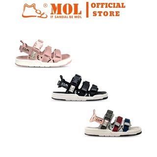 Sandal nữ MOL 3 quai ngang MS1801Be màu hồng phấn