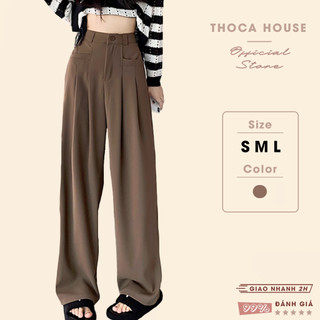 XẢ HÀNG - Quần tây công sở nữ dáng suông ống rộng túi vuông THOCA HOUSE thanh lịch mặc đi làm đi học