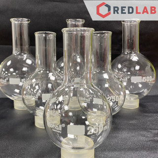 Bình cầu đáy tròn cổ trơn 50ml 100ml 250ml 500ml 1000ml hãng biohall, mark trắng, có vat