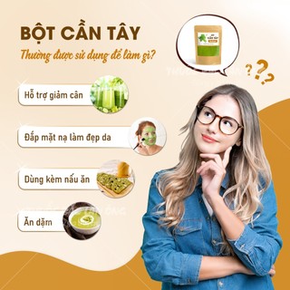 Bột cần tây sấy lạnh 500g, nguyên chất, thơm, mịn, pha nước uống detox - Lãn Ông
