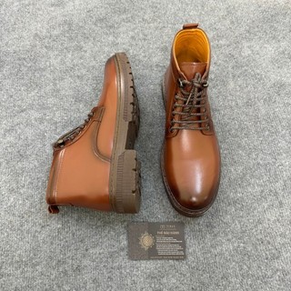  Giày Đốc Nam Cổ Cao Da Bò Nguyên Tấm Màu Nâu Đế Cao Su Khâu Đế Tăng 3cm Sang Trọng Lịch Lãm Tibas 