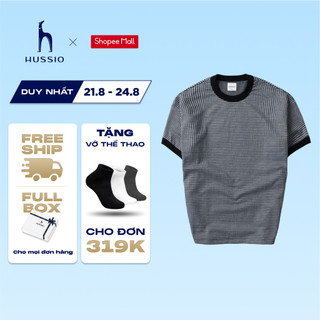 Áo thun cổ tròn negav vải cotton dệt kim dày dặn, co giãn, sang trọng - hussio