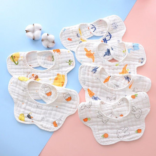Yếm xô nhăn tròn organic thấm hút cho bé