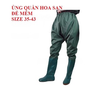 Ủng quần lội nước đến bụng Hoa San size 35-43 đế mềm màu xanh, quần ủng bảo hộ lao động, ủng lội nước