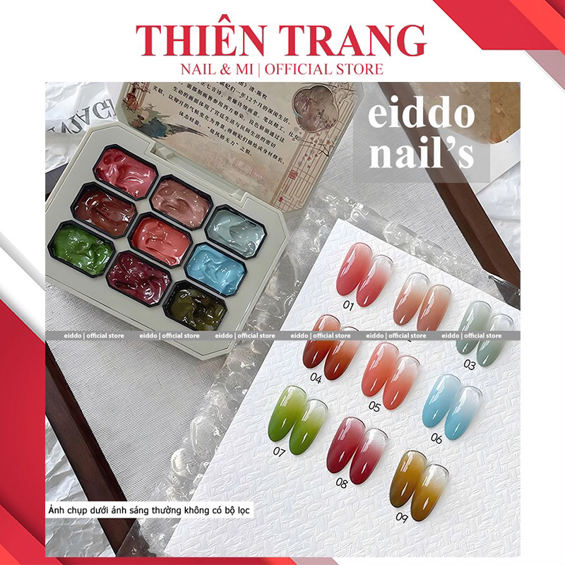 Gel nén dặm ombre EIDDO 9 màu cao cấp - Set gel nén dặm ombre siêu đặc . Gel dặm ombre ( CG) không c