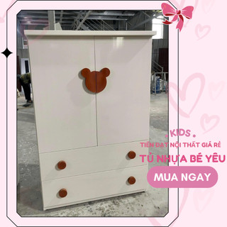 [Rẻ Nhất + Freeship] Tủ quần áo nhựa Đài Loan siêu xinh 1m2x80 cho bé yêu có tay gấu