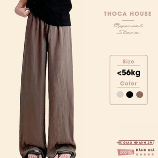 XẢ HÀNG - Quần suông thun dáng dài tơ nhăn nơ THOCA HOUSE mỏng nhẹ, phù hợp mọi vóc dáng