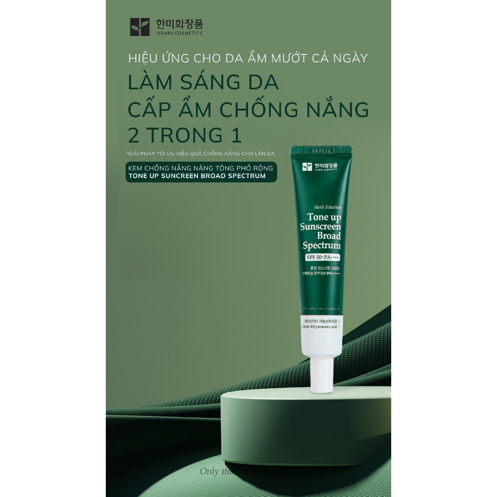 Kem Chống Nắng Nâng Tone Trắng Hồng SPF 50+PA++++ 40ml Dưỡng Ẩm, Kiểm Soát Lượng Dầu Thừa - Hanmi