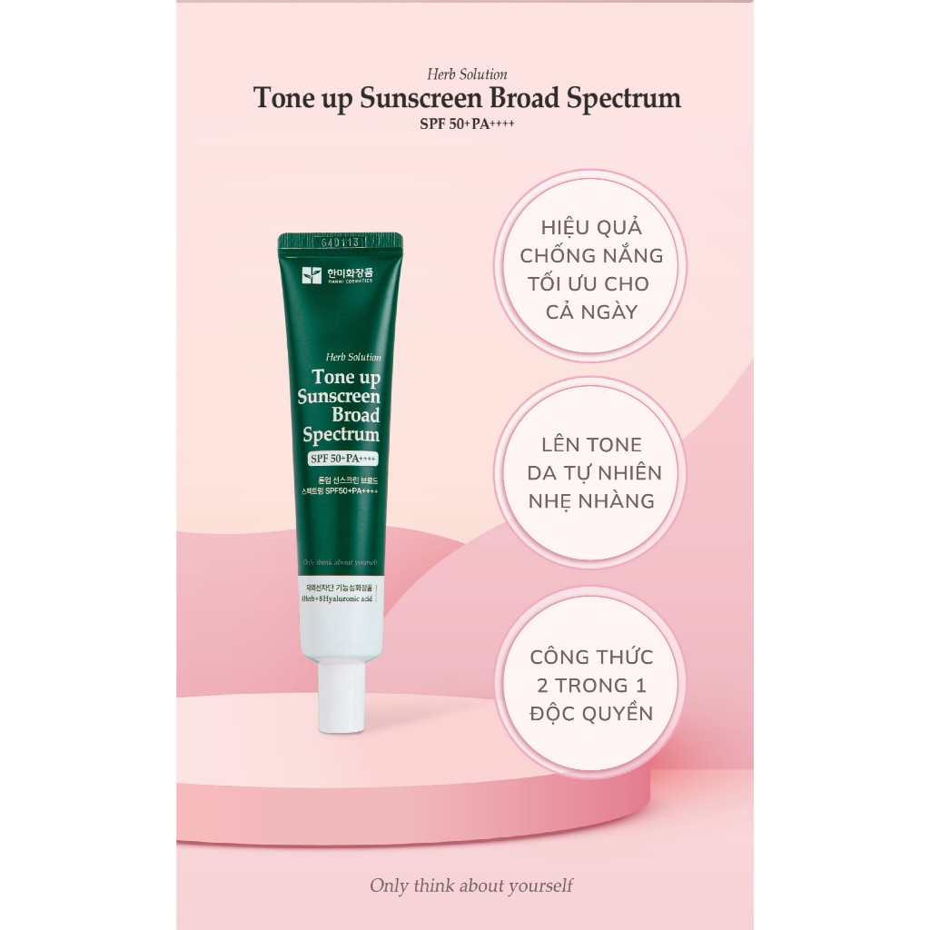 Kem Chống Nắng Nâng Tone Trắng Hồng SPF 50+PA++++ 40ml Dưỡng Ẩm, Kiểm Soát Lượng Dầu Thừa - Hanmi