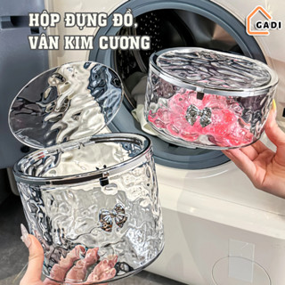 Hộp đựng đồ trong suốt GADI vân kim cương có nắp bấm, hộp đựng kẹp tóc khuyên tai, đựng đồ đa năng.