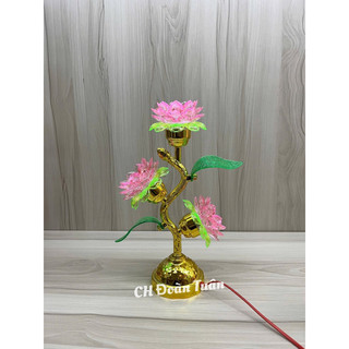 ĐÈN THỜ BA BÔNG SEN ĐỔI MÀU (1 CÁI)