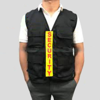 Áo ghile  màu đen dành cho bảo vệ, Áo ghile có phản quang cao cấp Nam dành cho bảo vệ in SECURITY