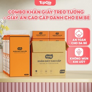 Combo khăn giấy treo tường Topgiakids, khăn giấy ăn và khăn khô đa năng tiện lợi cho mẹ và bé