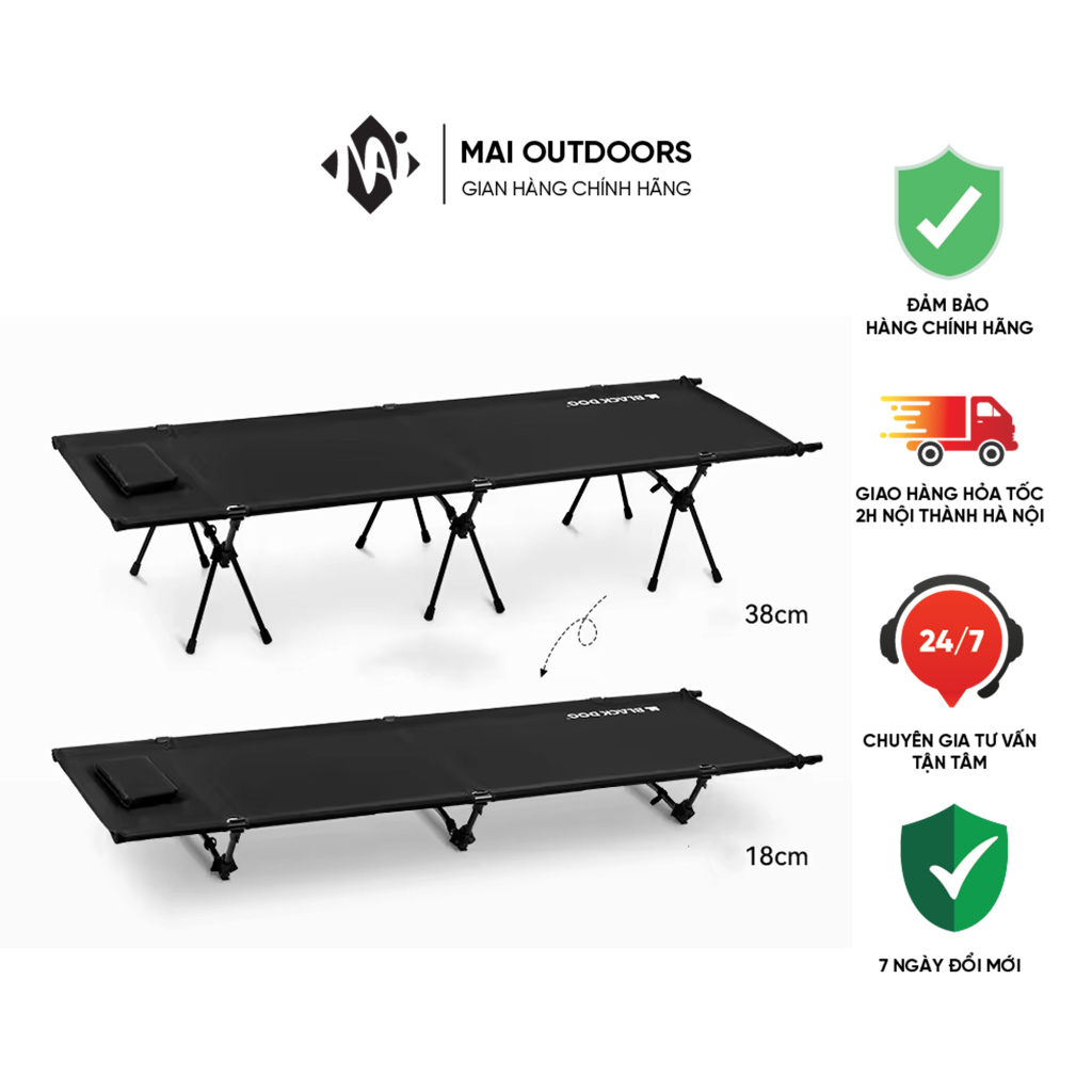 Giường du lịch gấp gọn điều chỉnh chiều cao Blackdog CBD2450WS016