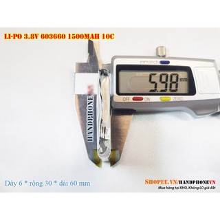 Pin Li-Po 3.8V 1480mAh 643361 633360 dòng xả cao 15C cho RC, DJI SPARK, Fly Cam. Pin dày 6mm