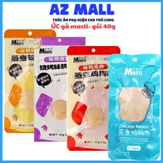 Ức gà cho mèo Masti, Pet Snack ức gà hấp ăn liền cho thú cưng gói 40g