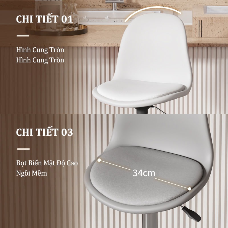 Ghế bar nâng hạ ghế xoay đơn giản hiện đại ghế bành sảnh trước ghế tròn chân cao Eames | BigBuy360 - bigbuy360.vn