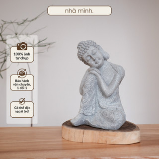 Tượng phật an nhiên nhà mình, tượng phật ngủ an nhiên, tượng phật decor bàn làm việc, sân vườn