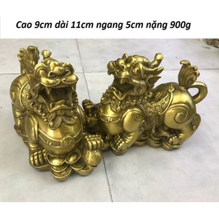 Tượng Cặp tỳ hưu như ý phong thuỷ chất liệu bằng đồng vàng