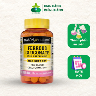 Viên uống bổ máu,bổ sung sắt hữu cơ Mason natural Ferrouse Gluconate.Lọ 100 viên
