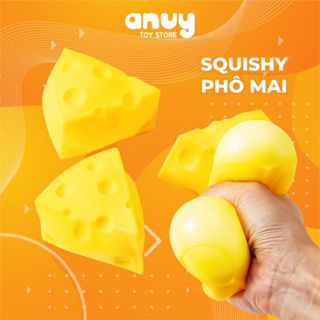  Squishy mochi phô mai vàng nhựa dẻo đồ chơi bóp giảm căng thẳng 
