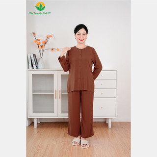 Bộ đồ trung niên thu đông chất Lanh Việt Thắng quần dài, áo dài tay B30.2405