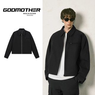 Áo Khoác Kaki Khóa Kéo Form Crop GODMOTHER Jacket Có Túi Trong Chất Liệu Kaki Phong Cách Trendy