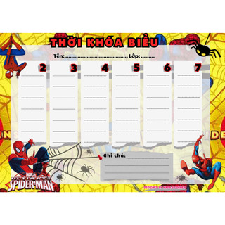 Thời khóa biểu dán được, size A4/A5 các mẫu siêu nhân cho bé trai