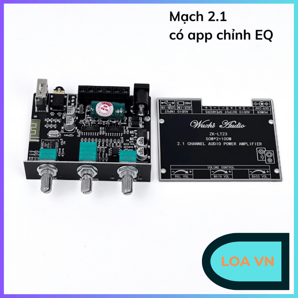 Mạch 2.1 Khuyếch đại âm thanh ZK LT23, công suất 100w sub (50+50w kênh vệ tinh) whuzhi từ Loa VN