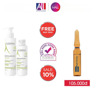 Gel rửa mặt làm sạch, làm dịu da kích ứng A-Derma Dermalibour+ Foaming Gel TẶNG Ampoule Martiderm (Nhập khẩu)