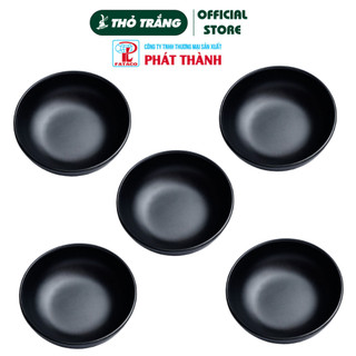 Combo 10 Chén Chấm Tròn Melamine Màu Đen Nhám (CC57N)