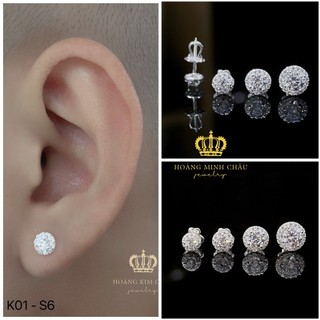 Bông tai bạc nam nữ Hoàng Minh Châu Jewelry (K01-s6), thiết kế thanh lịch chuẩn bạc chính hãng