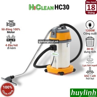 Máy hút bụi công nghiệp Hiclean HC30 - 30 lít - Hút khô và ướt