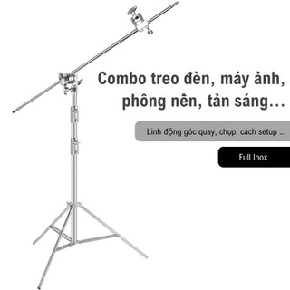 Bộ chân inox cùng tay arm treo đèn, máy ảnh góc overhead