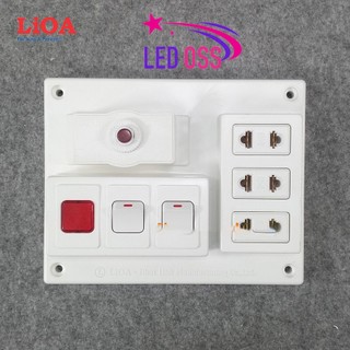 Bảng điện nổi LiOA 15A có 3 ổ cắm 2 công tắc 1 đèn báo màu đỏ/xanh