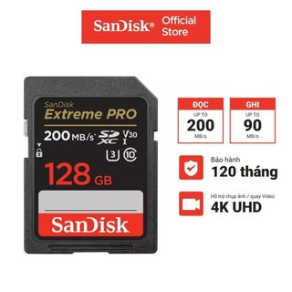 Thẻ nhớ sdxc sandisk extreme pro u3 v30 128gb 200mb/s sdsdxxd-128g-gn4in